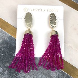 NWT Kendra Scott Marin Tassel Earrings Maroon Jade